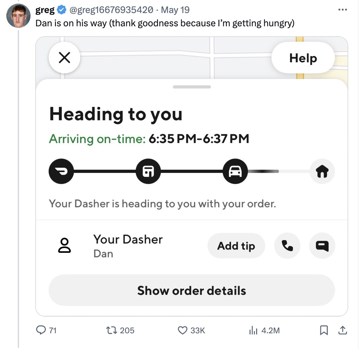 Doordash Delivery of McDonald Burger