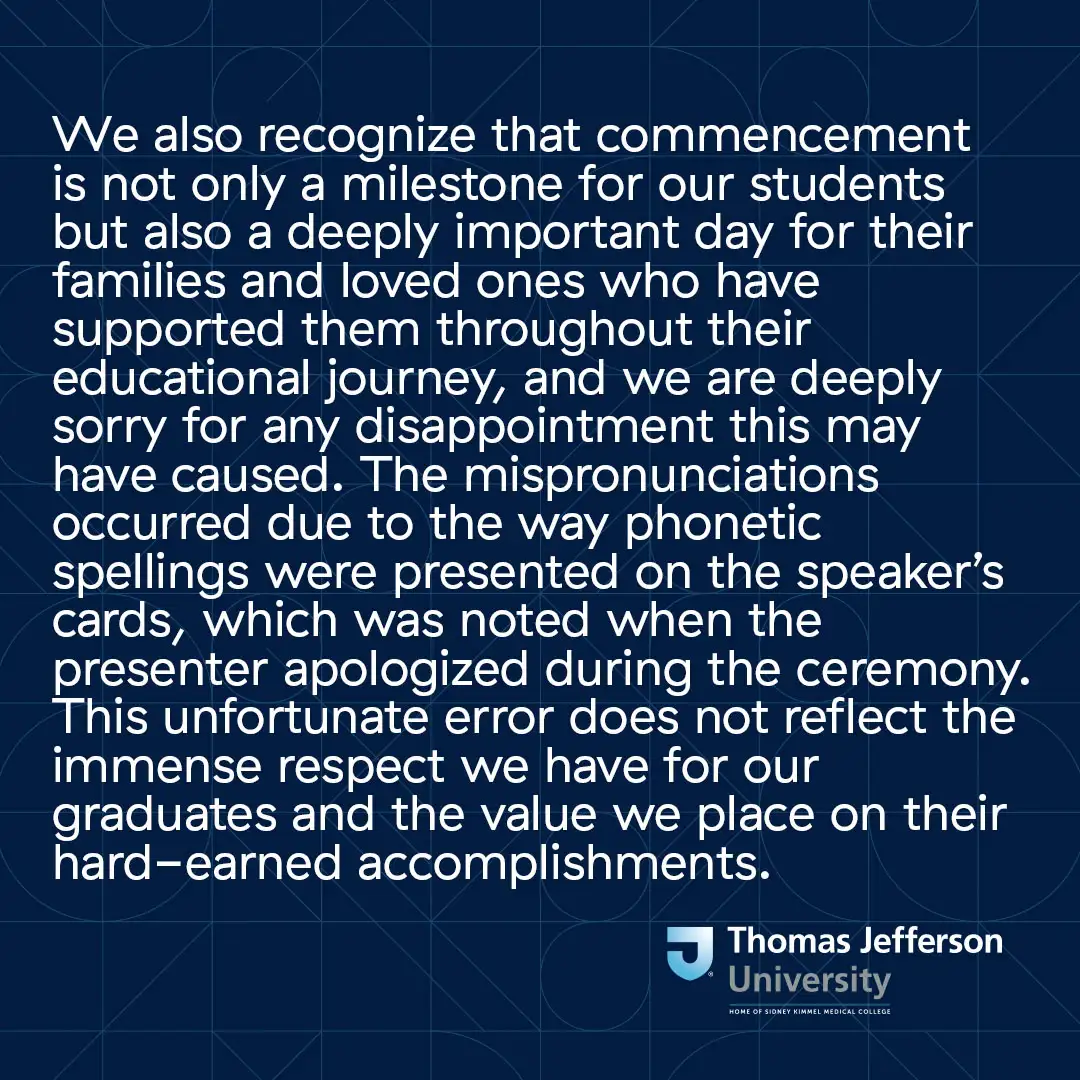 Thomas Jefferson University Apology 2